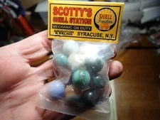 SHELL GASOLINE SCOTTYS SHELL STATION SYRACUSE NEW YORK MARBLES ADVERTISEMENT