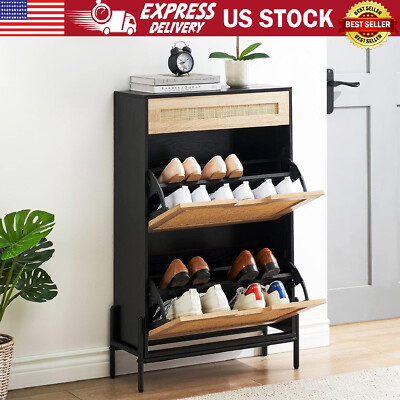 Shoe Storage Cabinet with Flip Doors and Drawers Shoe Rack