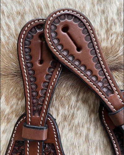 Pair Adult Size Top Grain Leather Western Spur Straps - Picture 4 of 4