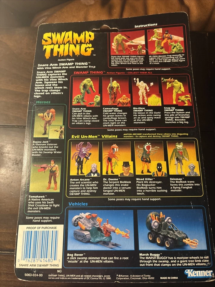 KENNER - FIGURA DE ACCIÓN SWAMP THING BRAZO REDOBLANTE CON CABRESTANTE - SIN USAR, EN CAJA SIN PERFORAR 1990 Foto 2 de 2