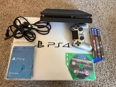Sony PlayStation 4 Slim 500GB Console Jet Black CUH-2015A w/Extras