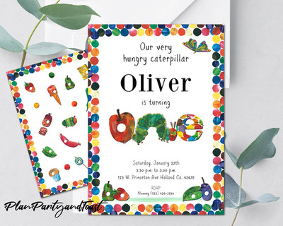 Hungry Caterpillar 1st birthday invite 5x7 digital invite ready in 24 hours!