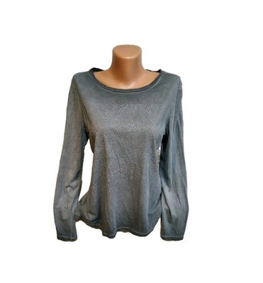 Soccx Women's Gray Long Sleeve T-Shirt Size 38 M Embellished Rhinestone Casual