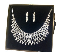 Image of Jon Richard Silver Tone Crystal Necklace And Earrings Set