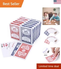 Durable Plastic-Coated Playing Cards - Adventure-Ready 12 Pack, 6 Blue & Red