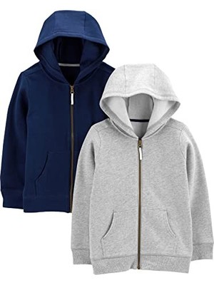 Simple Joys by Carter's Baby Fleece Kapuzenpullover 2er-Pack Grau/Blau 0-3