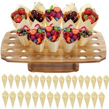 Ice Cream Cone Holder Stand 35 Hole 100 PCS Wood Cone Food Display 12x16