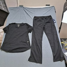 Cherokee Workwear Durable Scrubs Pant Top Set Black Size Large Outdoor