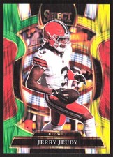 6651K 2025 Panini Select #56 Jerry Jeudy Green and Yellow Prizm Shock