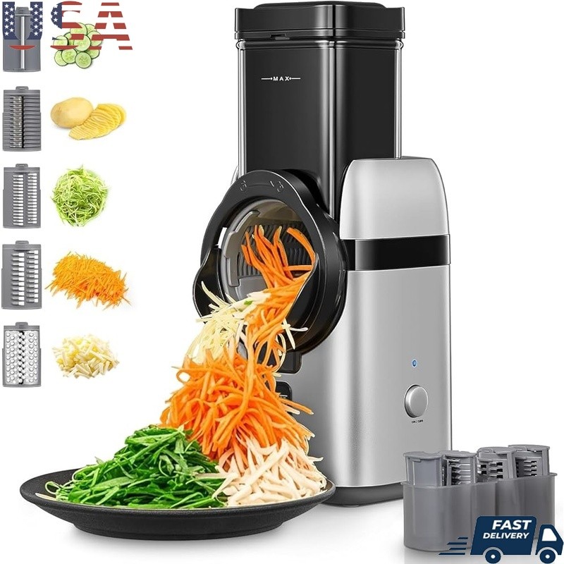 Electric Cheese Grater 6 in 1 Food Slicer Shredder Stainless