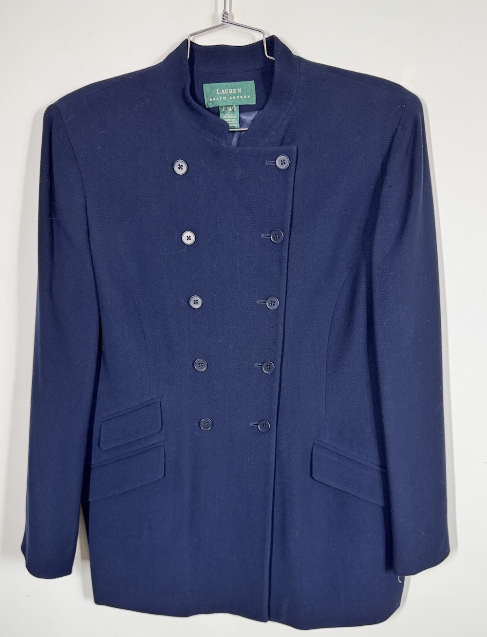 VTG Lauren Ralph Lauren Double Breasted Military Blazer Size 14 Worsted Wool