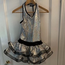 Weissman Dance Costume Girls 14 LC Worth It Silver Hologram Sequin Tutu Shorts