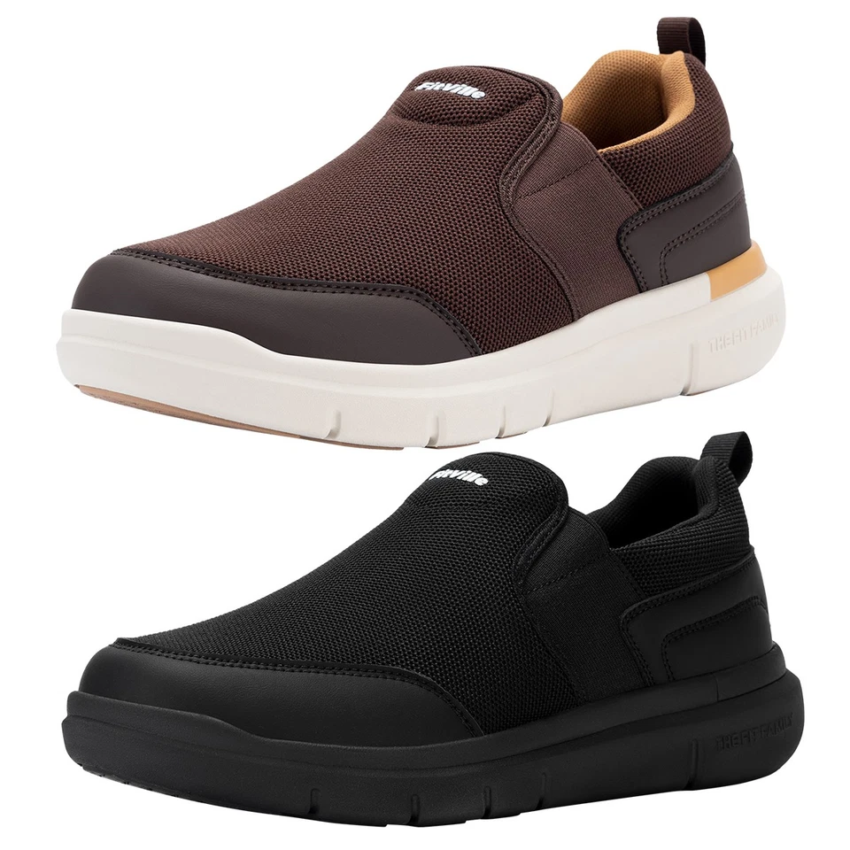 FitVille Herren Slip On Sneakers Leicht Breit Halbschuhe Walking Freizeitschuhe
