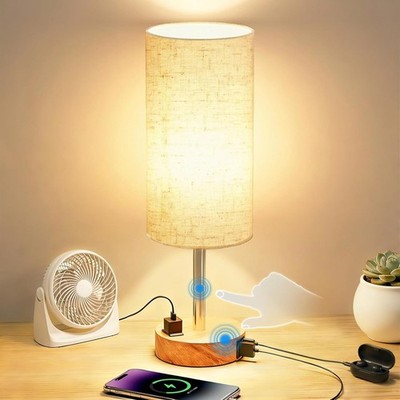 Bedside Table Lamp High-Sensitivity Touch 3-Level Dimmable Nightstand Lamp AC