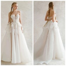 Bohemian Organza Chiffon Wedding Dress Without Beads Bohemian Lace Bridal Gown