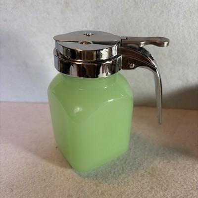 TableCraft Jadeite Green Glass 6oz Syrup Dispenser 