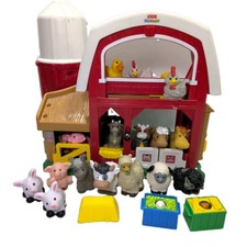 Fisher-Price 2005 Little People Farm Red Barn Playset w/ Silo 16 Animals 3 Accy
