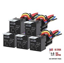 30/40 AMP Relay Harness Spdt 12V, 5-PIN SPDT Bosch Style - 5 Pack