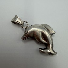 Vintage Dolphin Pendant 925 Sterling Silver Charm Stamped Fine Jewelry 2.63g