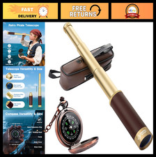 Vintage Pirate Telescope 25x30 Zoom Monocular - Portable Collapsible Spyglass fo