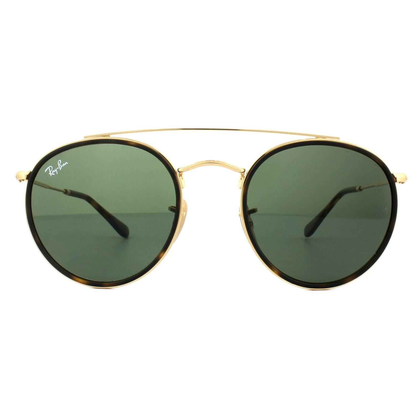 Ray-Ban Unisex Gold Round Green Round Double Bridge 3647N Sunglasses - Image 2