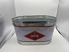 Vintage 2003 Coca-Cola Ice Bucket Large Party Tub 16x9x10 Oval Galvanized Metal