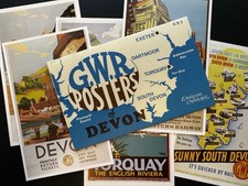 Great Western Railway Posters of Devon, Collection of 6 Vintage Postcards