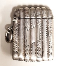 ANTIQUE Sterling Silver MATCH VESTA CASE. B'ham 19.10. Refcod.