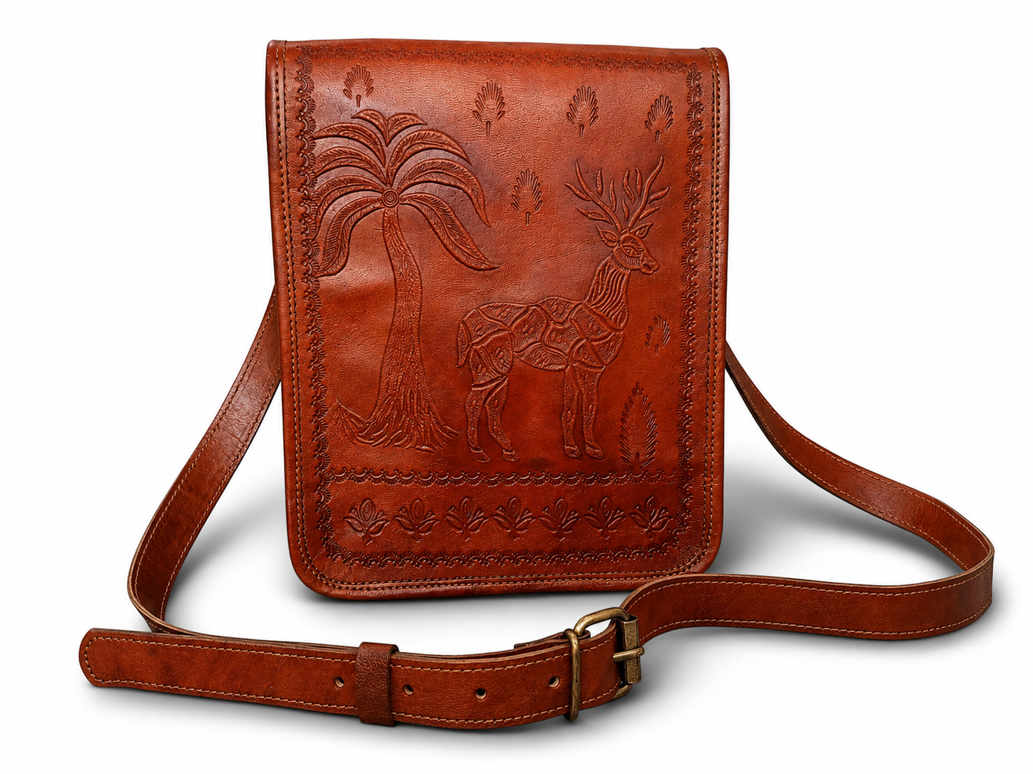 11'' Handmade Genuine Leather Full-flap Messenger Bag, Trave