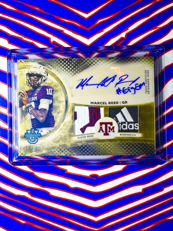 2025 Bowman U Best Marcel Reed 1/1 SUPERFRACTOR PATCH AUTO #DRA-MR Texas A&M
