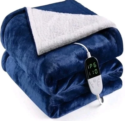 Electric Heated Blanket Blue 60*70 Inch – 6 Heat Settings Quick Heating OneAmg