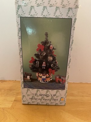 Vintage Tabletop Windup Musical Christmas Tree NIB