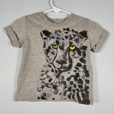 Gray Leopard Graphic T-Shirt Cheetah Toddler Unisex 2/3 Rolled Sleeve Safari