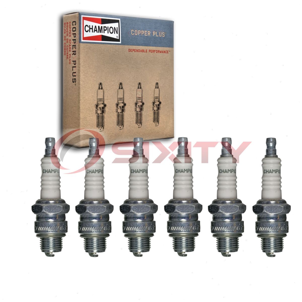 6 pc Champion Copper Plus Spark Plugs for 1942 Plymouth P14S Deluxe 3.6L L6 pf