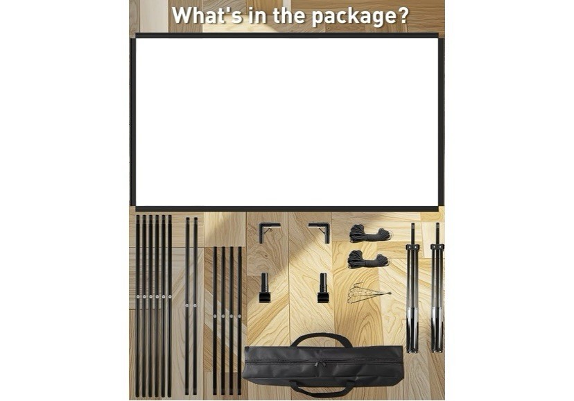 Projector Screen with Stand 120 Inch, Portable 16:9 4K HD Movie Screen