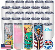 UIRZOTN 25pk 20oz Sublimation Tumbler Blanks, Skinny Straight, Stainless Steel