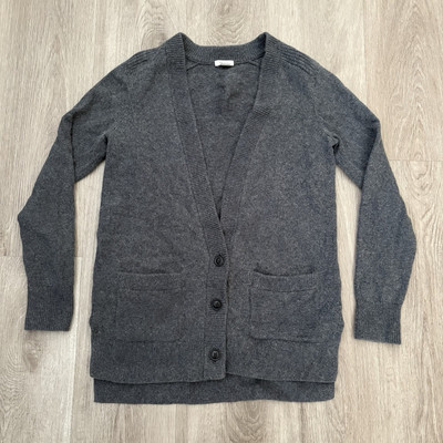 Fossil Women s Small Gray Wool Silk Blend Three Button Grandpa Cardigan Sweater