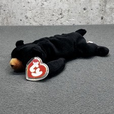 TY Beanie Baby Blackie The Bear With Tag Cover - Original TY Beanie Baby 1993