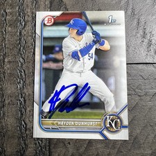 Hayden Dunhurst Signed IP Auto 2022 1st Bowman Draft  Kansas City Royals #BD-44