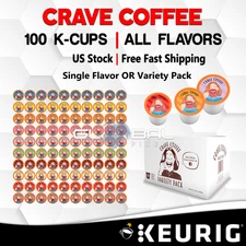 CRAVE Coffee K-Cups 100 Capsules Hot Drink Single Flavors or Variety Pack KEURIG
