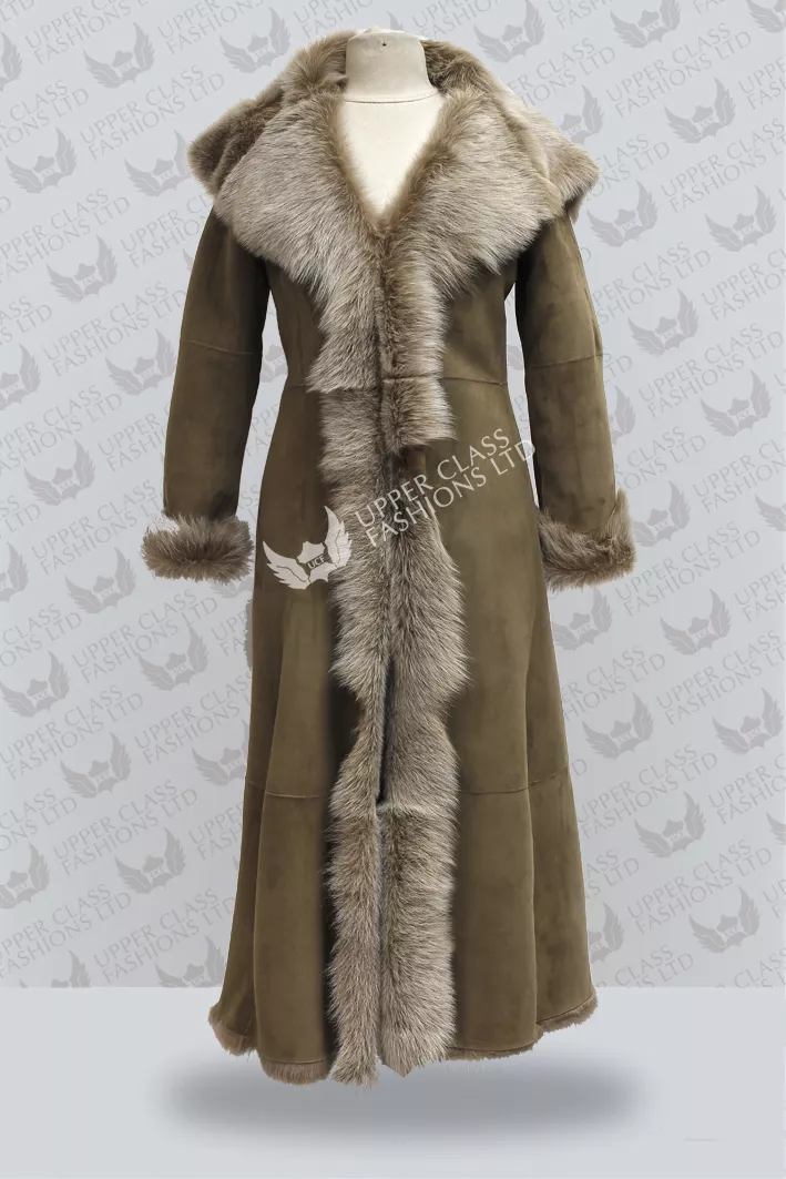 Full length shop shearling coat womens