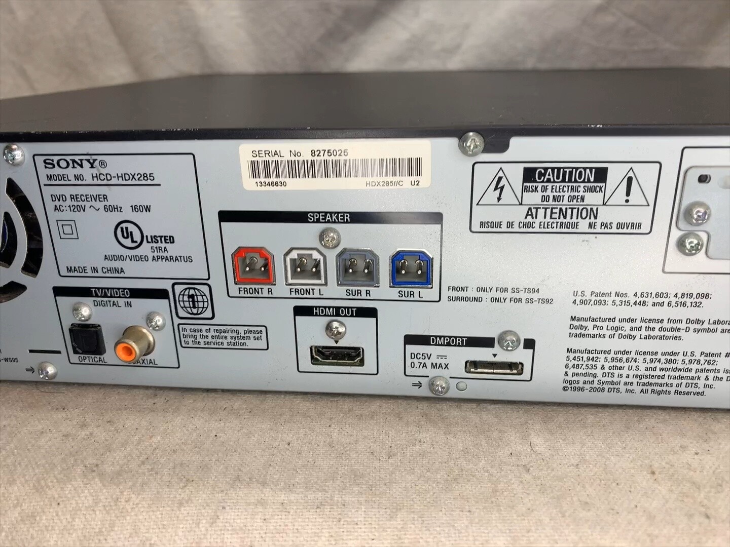 Sony DAVHDX285 Home Theater System Receiver 5 Disc Changer DVD Player