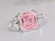 2Ct Asscher Cut Lab-Created Pink Sapphire Engagement Ring 14K White Gold Plated