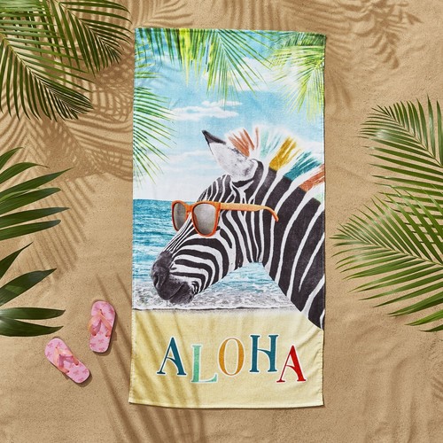 Catherine Lansfield Beach Towel Aloha Zebra, Crab, Shell Yeah Or Tie Dye Vibes - Picture 2 of 33