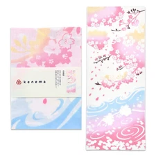 Japanese Cotton Tenugui Tapestry Hand Towel Bento Cloth Minamo Sakura 35"x13.5"