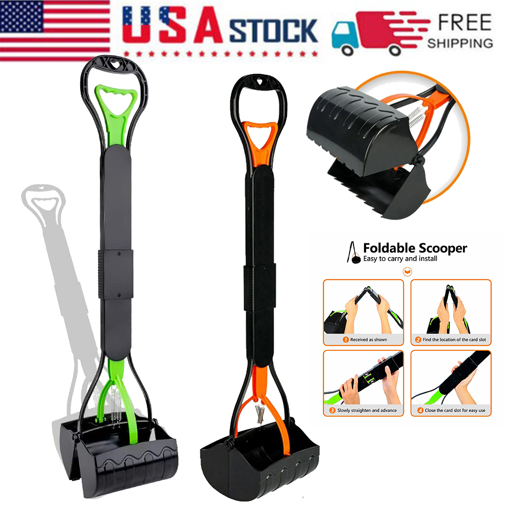 Long Handle Pet Poop Scoop Waste Jaw Grabber Dirt Pickup Cat Dog Pooper