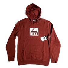 Reef Fleece Hoodie Mens Small Legacy Madder Brown Burgundy Red Surf Ocean NEW