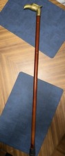 Antique Vintage Brass Eagle Head Bird Handle Wooden Walking Stick Cane 35  Long
