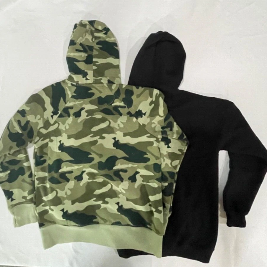 Lot-2 Youth Hoodies~Size L10-12~1 Gildan Camo Pullover -1 Wonder Black Full Zip - Image 2 of 4