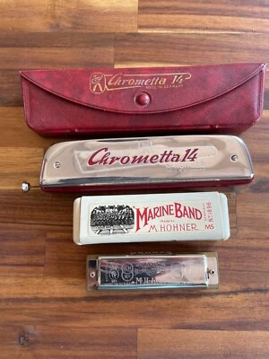 2 ANCIENS HARMONICAS HOHNER CHROMETTE 14 ET HOHNER ÉCHO TRÈS BON ÉTAT - Photo 1/4